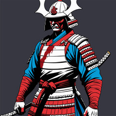 vector image of brave samurai armor
