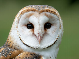 Close-Up Portrait of Barn Owl with Soft Natural Background