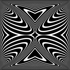 Abstract Symmetrical Black and White Lines Pattern. Textured Background.