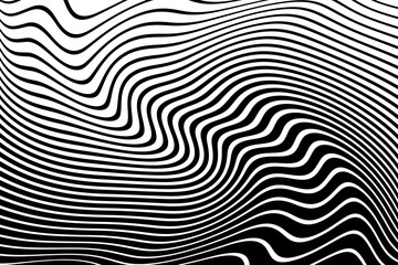 Wavy Lines Black and White Pattern. Abstract Striped Textured Background. 