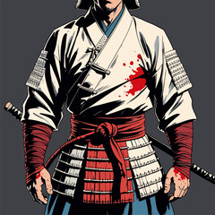 vector image of brave samurai armor