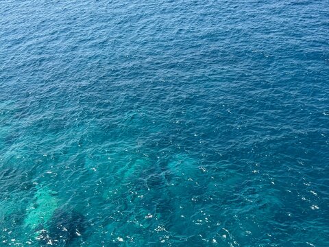 Azure blue sea water beautiful aerial view.