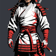 vector image of brave samurai armor