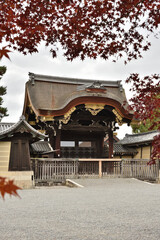 京都御苑　モミジに囲まれる建春門(京都市上京区)