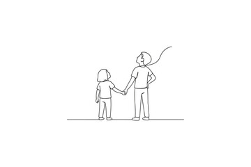 Two children holding hands and looking up together with a sense of wonder and imagination