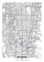 Obraz premium City map Kyoto, detailed urban planning travel vector poster design