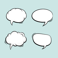 Collection of comic speech bubbles on a pastel background