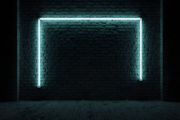 Illuminated frame showcases a captivating backdrop of a grunge brick wall