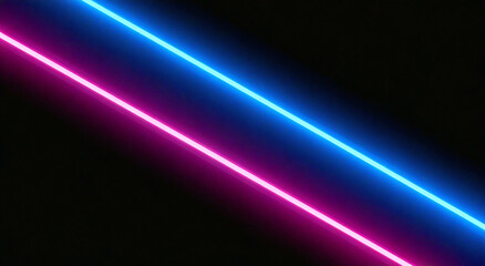 Vibrant neon lights in blue and pink on black background