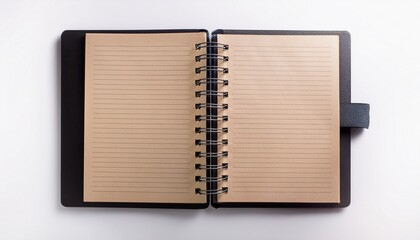 spiral notepad with lined pages isolated on white background