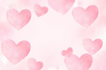 Pink hearts create a border around a central blank space for text or design
