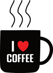 I love coffee, a hot drink, a cup of coffee with heart