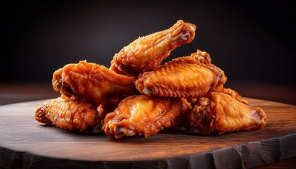 a pile of golden brown crispy fried chicken wings