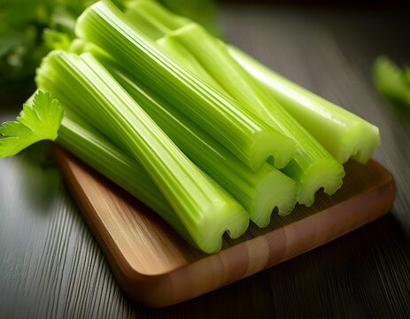 fresh celery sticks close up view