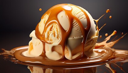 caramel drizzled ice cream scoop 3