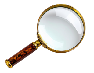 Digitally created illustration of a classic, ornate magnifying glass