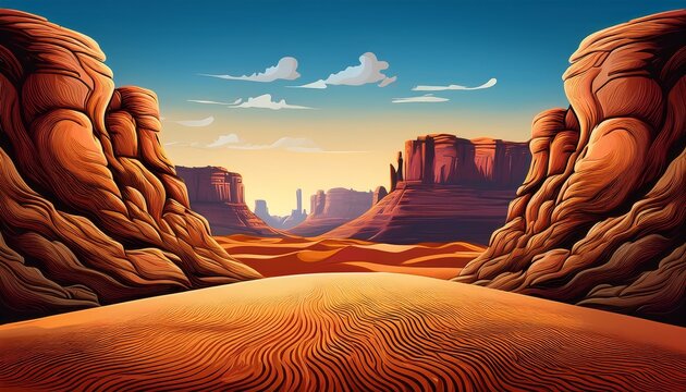 Desert Landscape Background Illustration American Desert Landscape Illustration Cartoonish Desert Plateau Desert Background For Game Or Banner Western Desert Landscape Desert Illustration