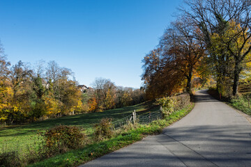 chemin de campagne en automne ,Trelex
