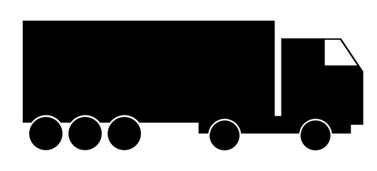 Ilustraci&oacute;n de silueta de cami&oacute;n, veh&iacute;culo de transporte pesado, vectorial con estilo minimalista.