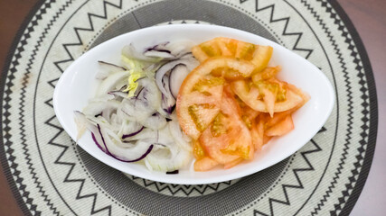 Close of a small bowl with salad