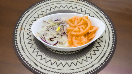 Close of a small bowl with salad