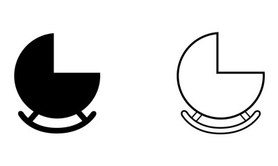 Ilustraci&oacute;n silueta de cuna de bebe vac&iacute;a. Vector con estilo minimalista en blanco y negro.