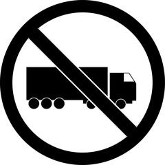 Se&ntilde;al prohibido trafico pesado o prohibido camiones.  Icono para tr&aacute;nsito o &aacute;mbito privado. Ilustraci&oacute;n vectorial estilo minimalista en blanco y negro.