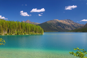 Kintla Lake in Glacier National Park on a beautiful day