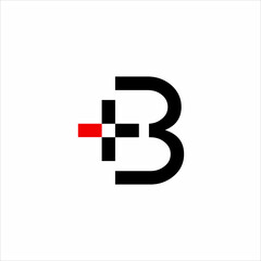 Design a logo of letter B or number 3 with plus and minus signs.