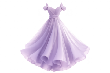 Elegant purple gown with transparent background for fashion promotions.
