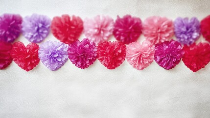 Valentines Day Garland Made of Paper Hearts in Bright Colors for Festive Decoration