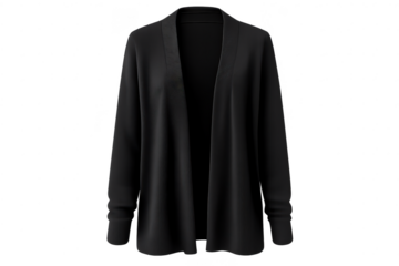 Elegant Black Cardigan with transparent background Product Display Shot