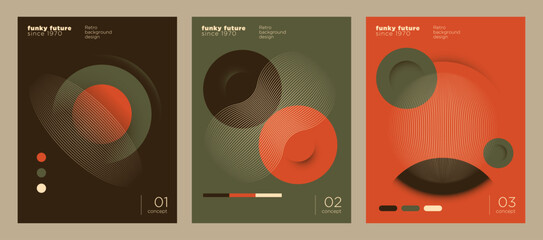 A set of a minimalist brochure cover designs in a retro style. Vector illustration.