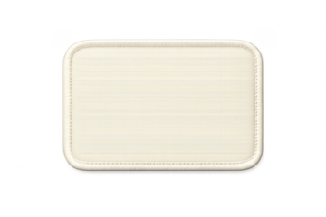 Cream rectangular patch with a transparent background mockup design.