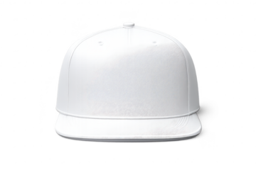 White Snapback Hat Isolated on transparent background product shot