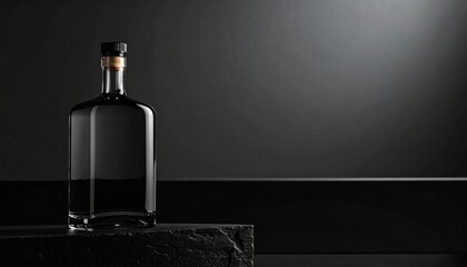 マットな黒い背景の上に、プレミアムウォッカボトルを左下の角に配置した映像です。
クリーンなシルエットと抑えた照明が、ミニマルで洗練された印象を与えます。