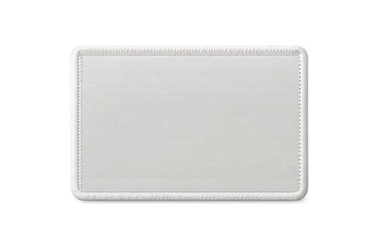 White textured patch with simple border, transparent background design.