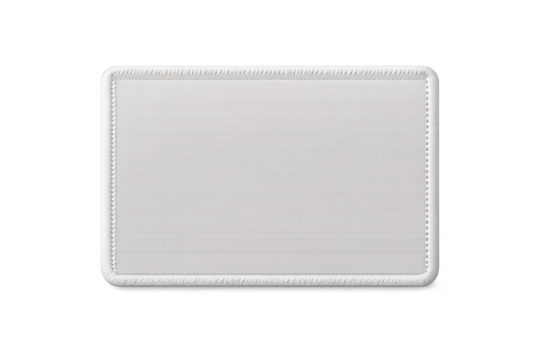 White textured patch with simple border, transparent background design. - Powered by Adobe
