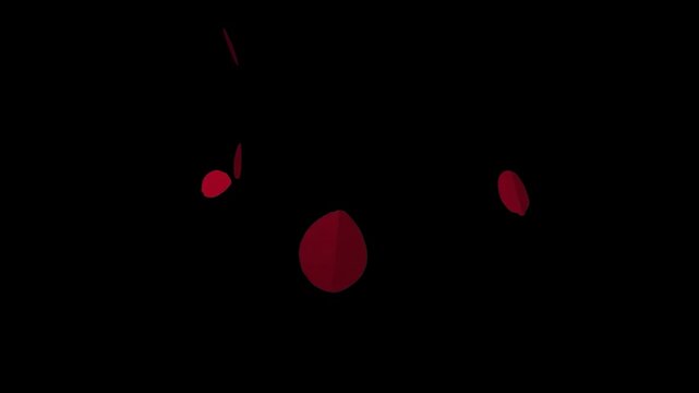 Gently Falling Flat Red Rose Petals Black Background 4K (No Loops)