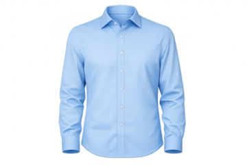 Light blue dress shirt, formal wear on transparent background mockup.