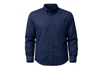 Stylish Navy Shirt, Long Sleeves, and transparent background design image.
