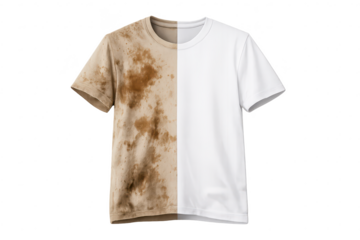 Dirty Versus Clean Shirt Before and After on transparent background