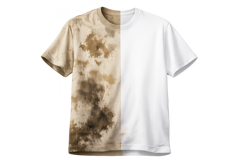 Dirty and Clean T-Shirt with transparent background for product image