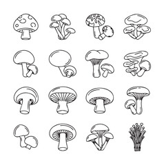 Mushroom black line art 