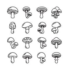 Mushroom black line art 