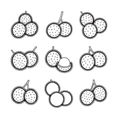 Rambutan Fruits black line art