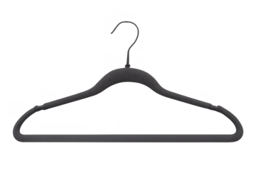 Gray clothes hanger floating on a transparent background, studio shot.