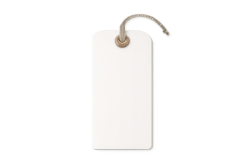 Hanging tag mockup on transparent background for product presentation.