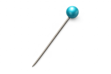 Sharp, blue pin detail on transparent background for presentations.