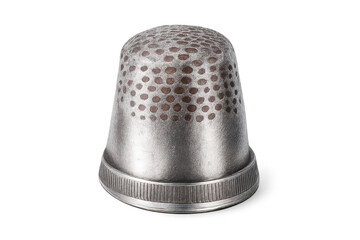 Detailed Thimble on a transparent background, crafted from metal.
